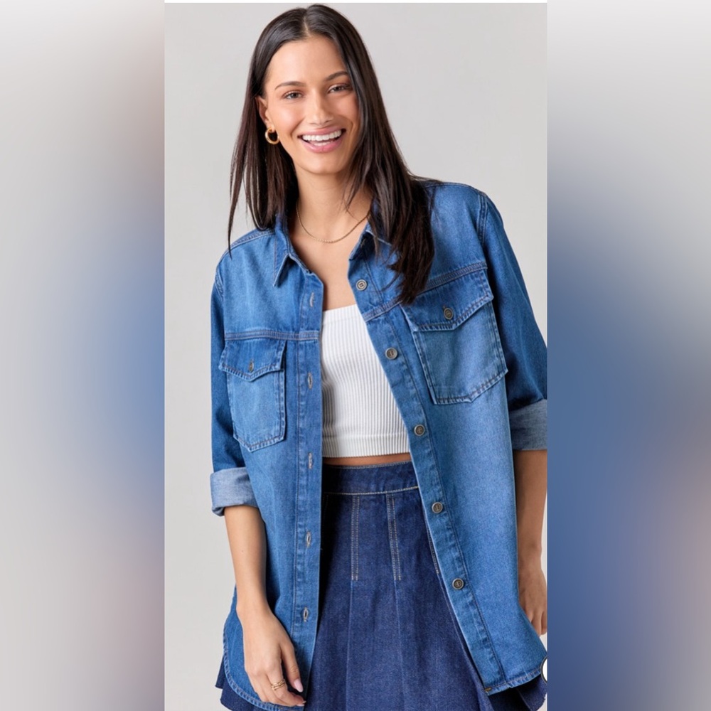 New Francesca’s Lizzie Oversized Denim Shacket